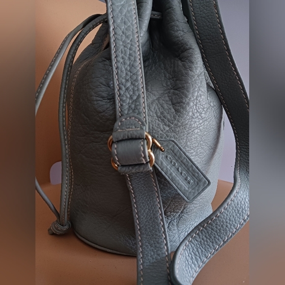 Slate Blue Textured Mini Bucket Bag with Adjustable Strap mint green - Picture 2 of 12